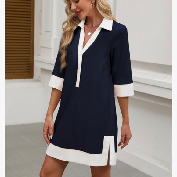 Cynthia Rowley Shirt Dress Collared Chic Beachy Coastal Women's Sz L NWT B32 - Picture 4 of 14